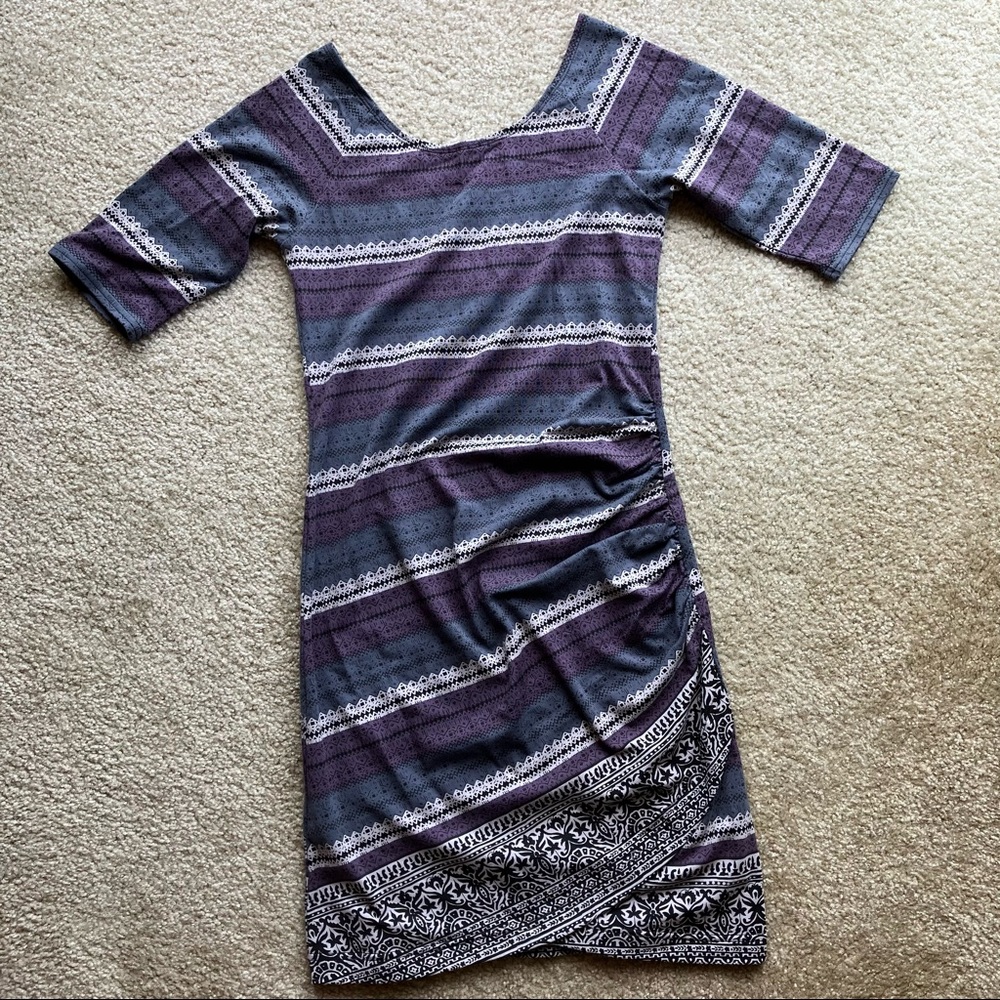 NWOT Free People Intimately purple blue & grey patterned bodycon minidress